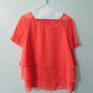 Coral Ruffle Blouse